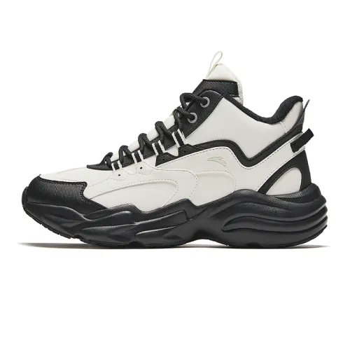 Anta Walker Fleece Lined Comfortable Slip Resistant Thermal Mid top Casual Shoes Women's White Black