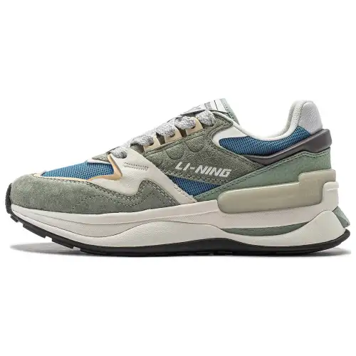 Li Ning Cushioning Slip Resistant Cushioning Slip Resistant Low top Casual Shoes Women's Green Blue White