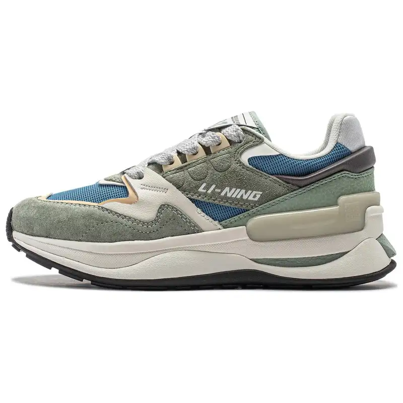 Li Ning Cushioning Slip Resistant Cushioning Slip Resistant Low top Casual Shoes Women's Green Blue White