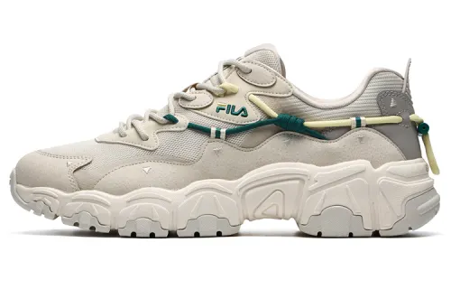 FILA Fashion Sneakers Mesh, Textile, Synthetic Leather Low top Casual Shoes Men's Beige