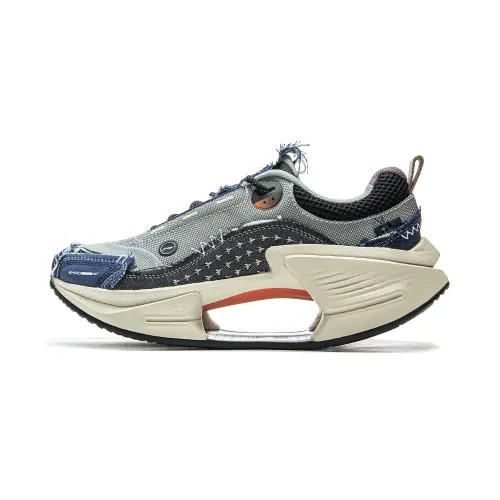 Li Ning Abrasion Resistant Lightweight Rebound Low top Casual Shoes Men's Gray Black Blue