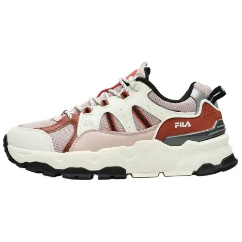 FILA Trek 1S Textile, Synthetic Leather Low top Casual Shoes Women's White Pink