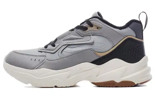 Li Ning Defender Cushioning Abrasion Resistant Cushioning, Wear Resistant Mid top Casual Shoes Men's Shark Gray