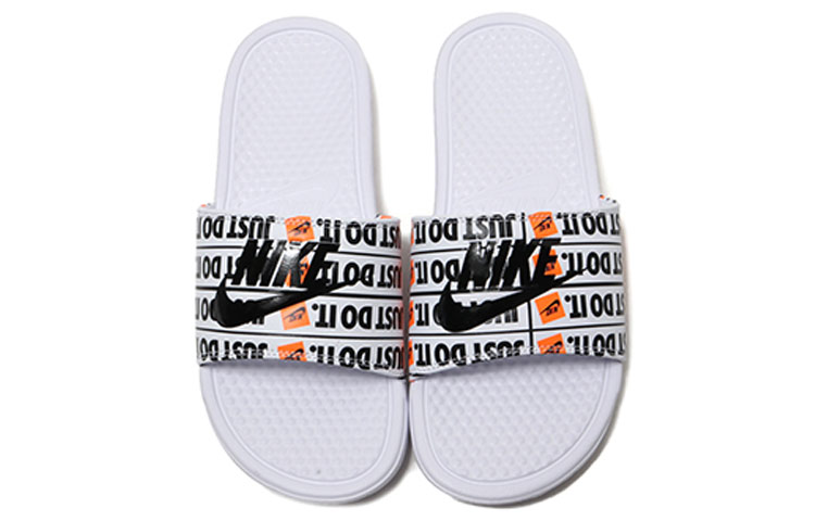 Мужские шлепанцы Nike Benassi JDI Print Just Do It (черно-белые) — Чёрный / белый — фото 4