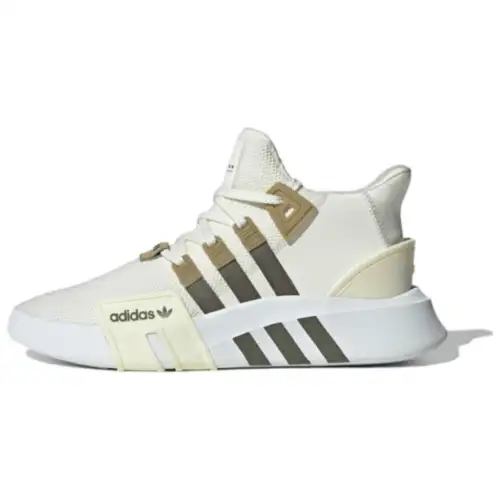 Adidas Originals Eqt Bask Adv Textile, Synthetic Leather, TPU Mid top Casual Shoes Unisex White Green Brown