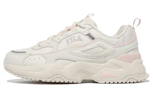 FILA Rayflide Synthetic Leather, Leather Low top Casual Shoes Unisex Light Coffee Pink Korean Style