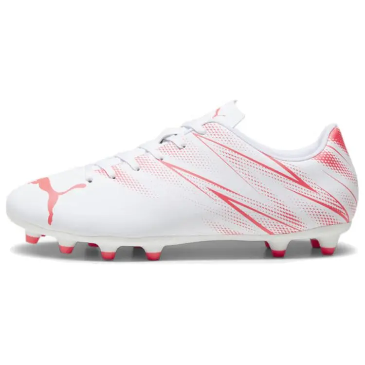 PUMA Attacanto AG Artificial Ground FG Firm Ground Artificial Turf Abrasion Resistant Soccer Shoes Men's White Red