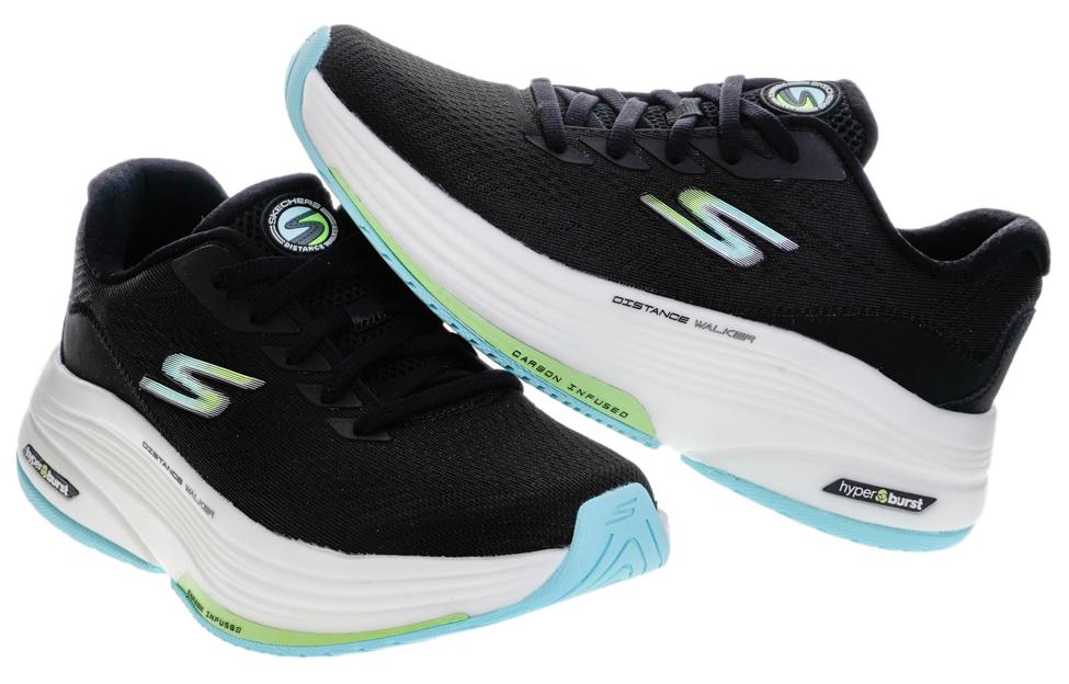 Skechers Go Walk Distance Walker PU, Mesh Cushioning Abrasion Resistant Breathable Low top Casual Shoes Women’s Black