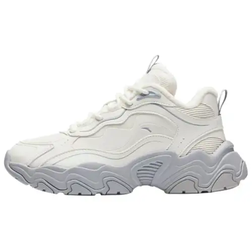 Anta Meteorite Synthetic Leather Slip Resistant Thermal Mid top Casual Shoes Women's White Gray