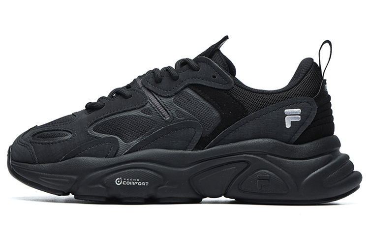 FILA Fila Mars 2 mesh artificial leather, retro sports, daily commuting, fashionable and advanced, simple, comfortable shoes, wear-resistant, waterproof, breathable, wrapped, balanced and lightweight, low-cut lifestyle shoes, women's black