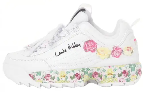 FILA Disruptor 2 Laura Ashley×Foot Locker Atmos Abrasion Resistant Low top Casual Shoes Women's White Pink Yellow