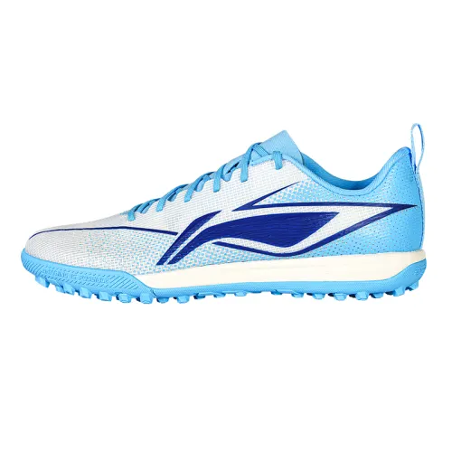 Li Ning Artificial Turf Cushioning Slip Resistant Abrasion Resistant Soccer Shoes Men's Fluorescent Sky Blue