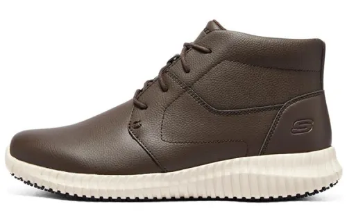 Skechers Work Relaxed Fit Leather High top Casual Shoes Men's Brown