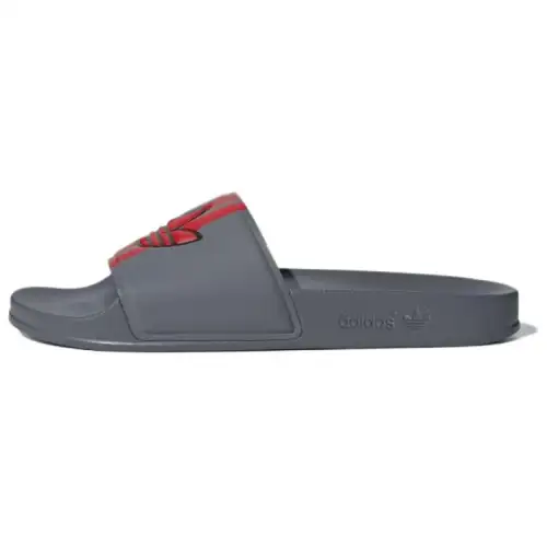 Adidas Adilette Slides Grey Four Better Scarlet Core Black
