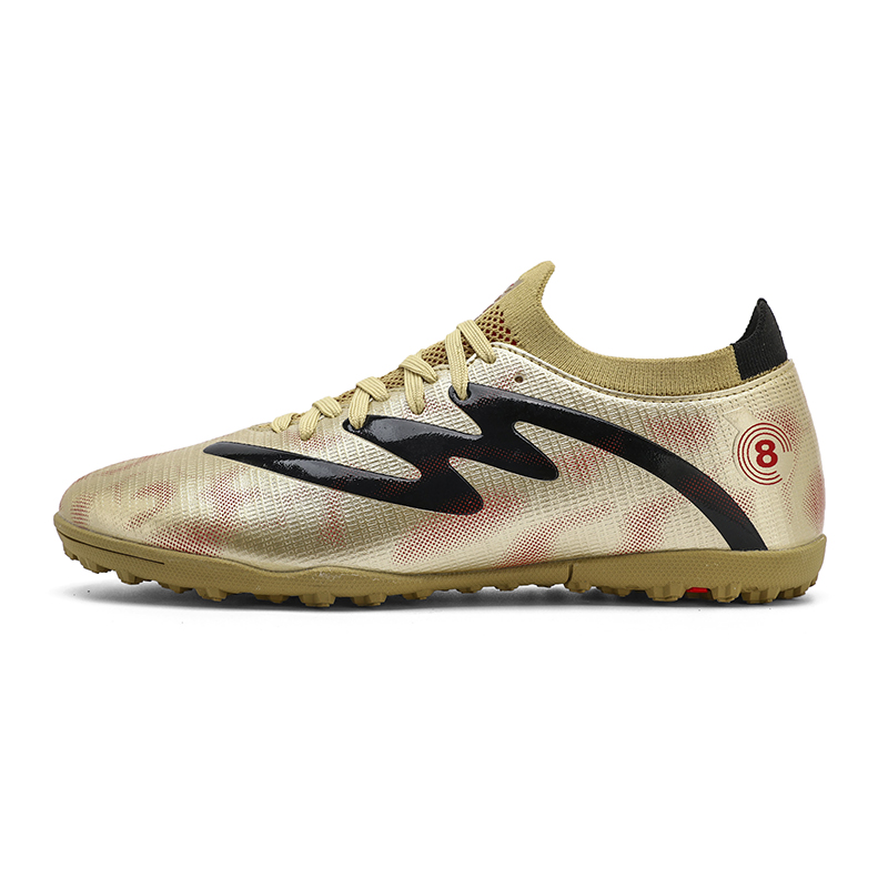 MEKY Soccer Shoes Unisex Low Top Black/Gold/Cyan