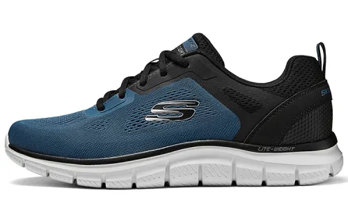 Skechers Mesh Cushioning Breathable Lightweight Abrasion Resistant Rebound Low top Casual Shoes Men's Blue Black