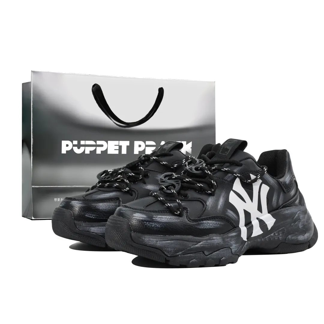 MLB Big Ball Chunky Classic Upgraded Version Synthetic Leather Low top Chunky Sneakers Unisex Black