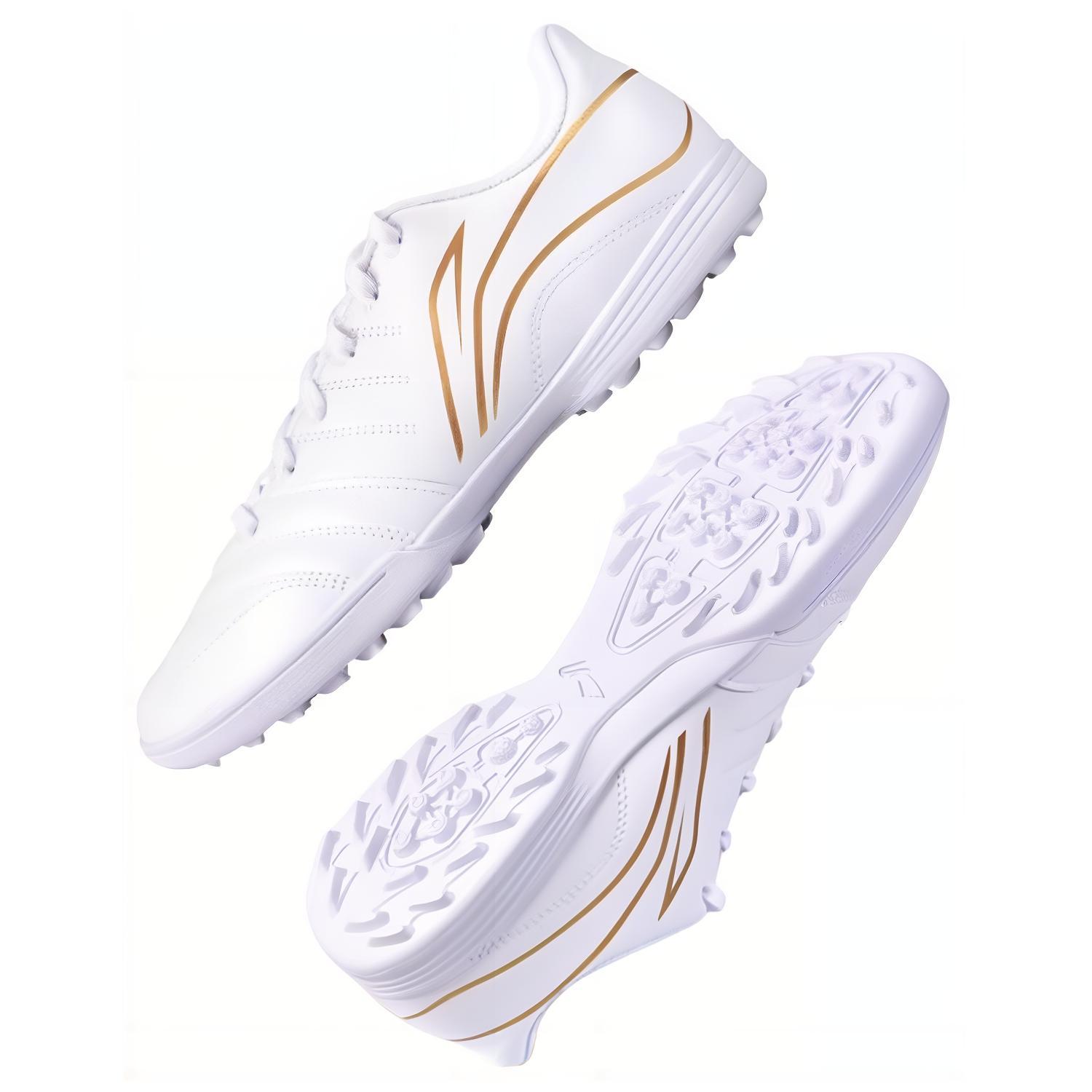 Li Ning Chang Ge Collection TF Turf Artificial Turf Synthetic Leather Soccer Shoes Unisex White Gold
