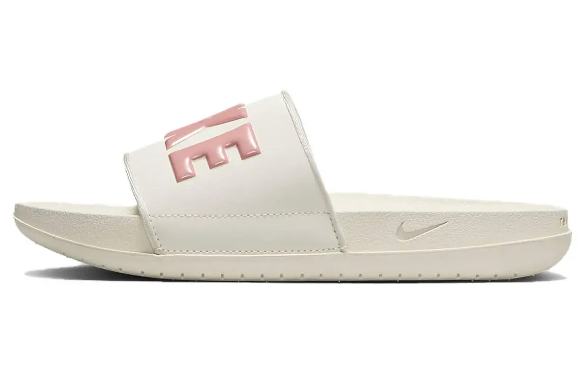 Nike Offcourt Soft And Comfortable Leather Patchwork Slide Slippers Women's Beige Pink
