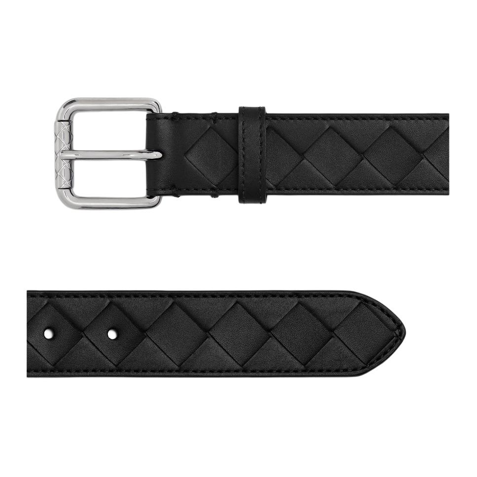 Мужской ремень Bottega Veneta Intrecciato Belt (черный) — фото 3