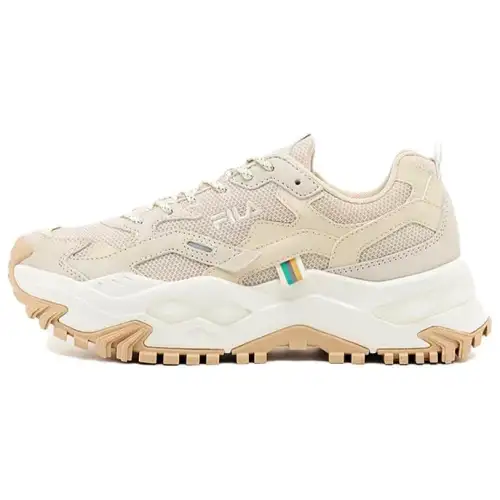 FILA Twine Ma Synthetic Leather Low top Casual Shoes Unisex Light Brown White Korean Style