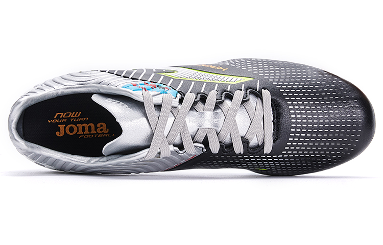 Joma FG Firm Ground Slip Resistant Abrasion Resistant Soccer Shoes Men's Black Silver