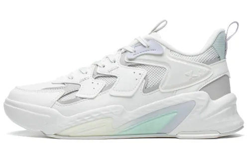 Xtep Fengxing 2.0 Leather Mesh Versatile Trendy Sports Shoes Women's White Gray Purple