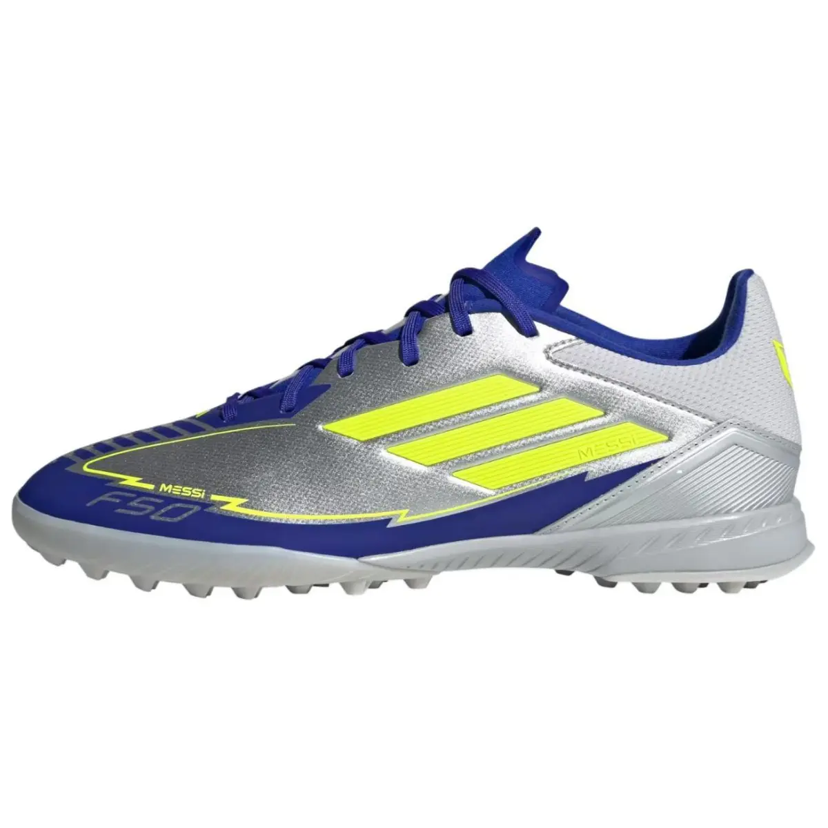 Adidas F50 League TF Turf Artificial Turf Slip Resistant Abrasion Resistant Soccer Shoes Unisex Silver
