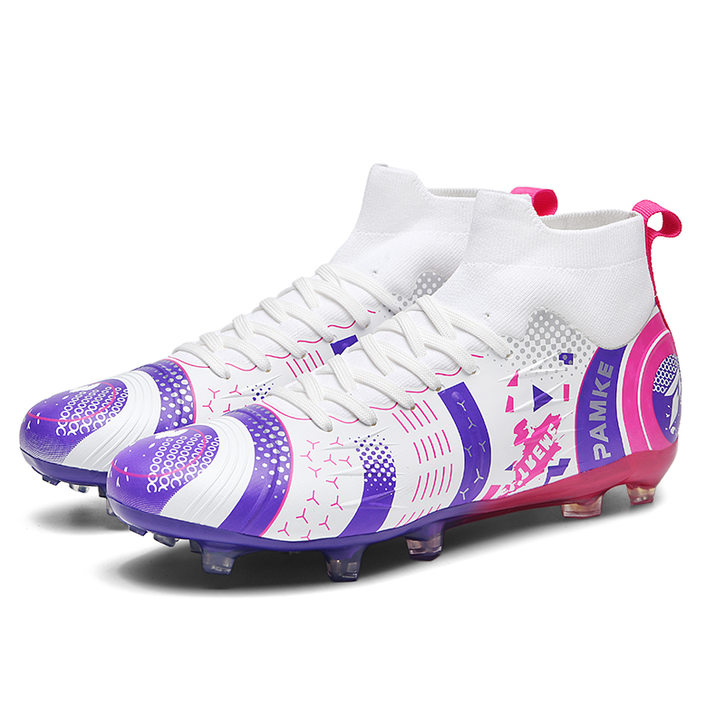 PANKE AG Artificial Ground Artificial Turf Soccer Shoes Unisex White Purple