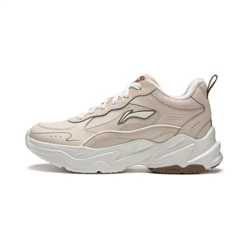 Li Ning Defender Fleece Lined, Comfortable Fashion Abrasion Resistant Thermal Low top Casual Shoes Women's Oat Gray