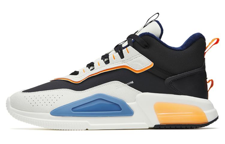 Anta Rubik's Cube 4 Slip Resistant Cushioning Thermal Mid top Sports Casual Shoes Black Blue