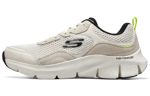 Skechers Flex Comfort Drinn Textile, Synthetic Leather, Mesh Low top Casual Shoes Men's Beige