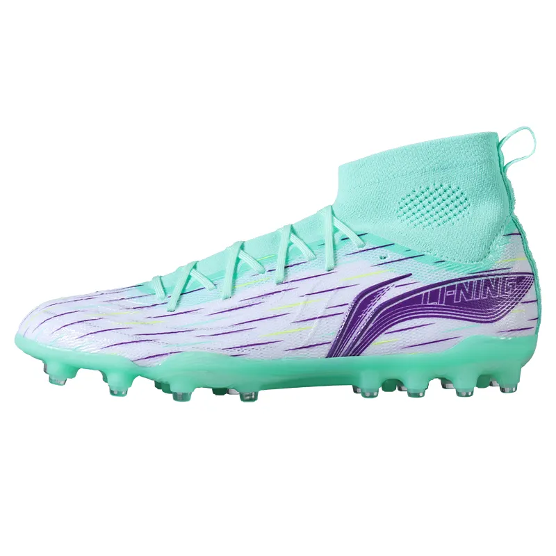 Li Ning MG Multi Ground Artificial Turf Soccer Shoes Men's White Green Purple