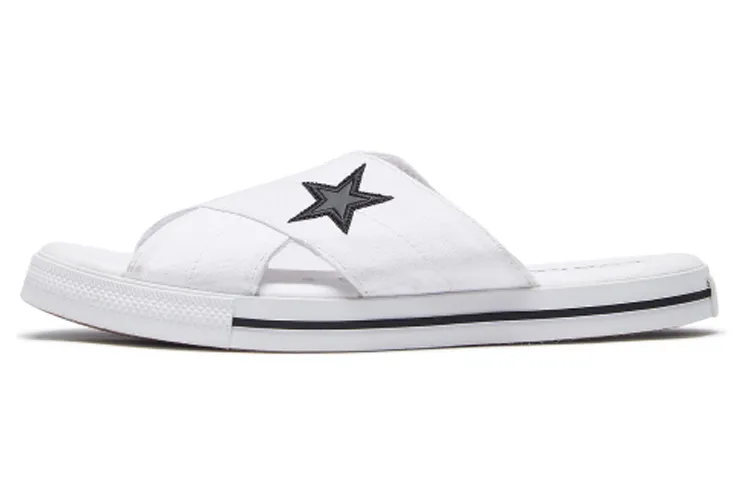 Converse One Star Slide Canvas White Slippers 'White Black' Women's