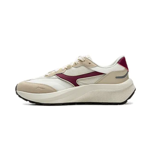 Li Ning Cushioning Slip Resistant Abrasion Resistant Support Low top Casual Shoes Women's Ecru Khaki