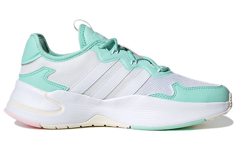 Женские кеды adidas neo (бело-зелено-розовые) — фото 2