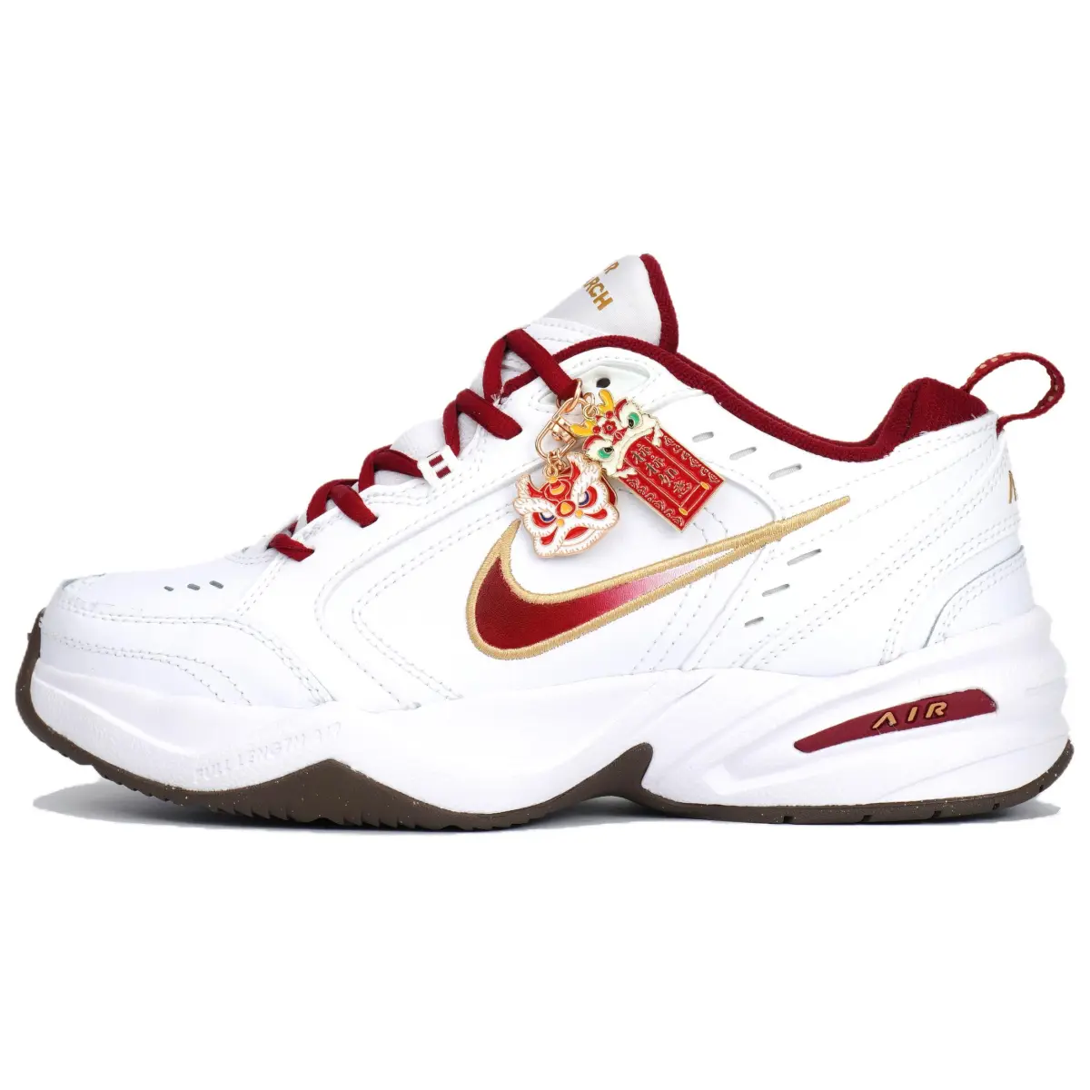 Nike Air Monarch 4 Slip Resistant Abrasion Resistant Low top Casual Shoes Unisex White Red