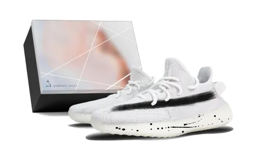 Adidas Originals Yeezy Boost 350 V2 Black Starry Sea Abrasion Resistant Low top Casual Shoes Unisex White Black