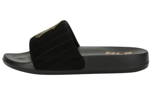 MLB Slipper Rubber Sole Slip Resistant Abrasion Resistant Slide Slippers Unisex Black Gold