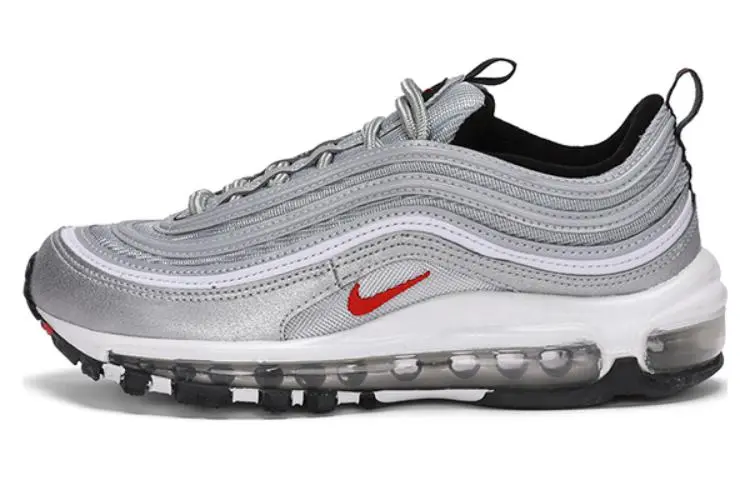 Nike Air Max 97 'Silver Bullet Sports Abrasion Resistant Breathable Low top Casual Shoes Women's Gray 2022 Edition