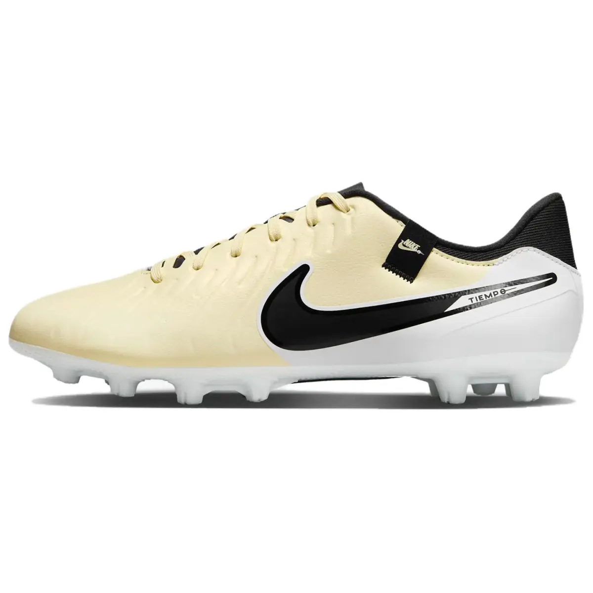 Nike Tiempo Legend 10 Comfortable Round Toe HG Hard Ground Soccer Shoes Unisex Yellow White Black