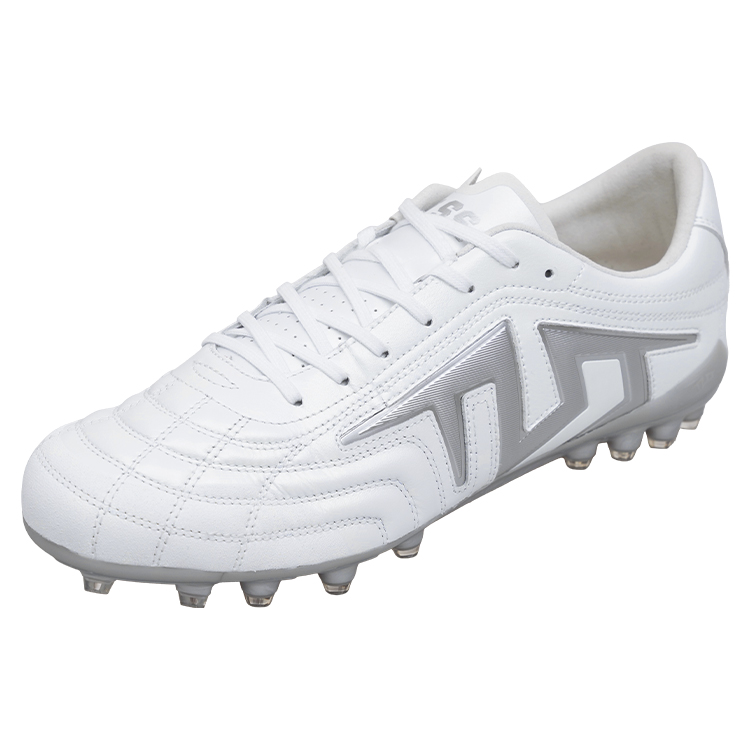 TLSS. MG Multi Ground Artificial Turf Cushioning Lightweight Soccer Shoes Men’s White Silver