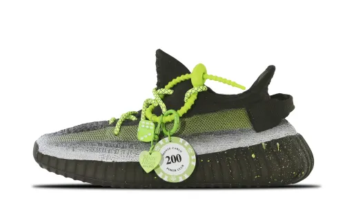 Adidas Originals Yeezy Boost 350 V2 Breathable And Lightweight Low top Casual Shoes Unisex Black White Green