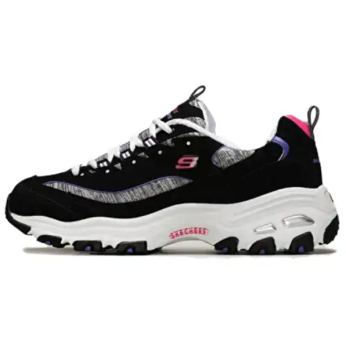 Skechers D'Lites Low Top Running Shoes Black/Grey Women's