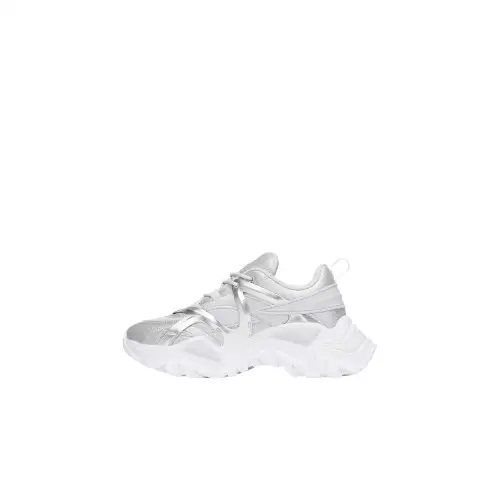 FILA Electrove 3 Mesh, Leather Cushioning Low top Casual Shoes Women's Metallic Silver