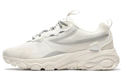 FILA Bubble Textile, Synthetic Leather Low top Casual Shoes Unisex Cream Gray Korean Style