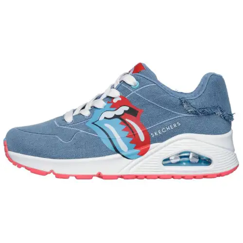 Skechers Rolling Stones Uno Denim Lick 2.0 Low top Casual Shoes Women's Blue