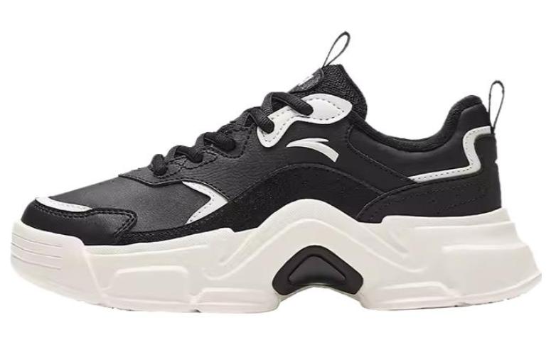 Anta Rabbit Shoes, Winter Platform With Fleece Lining Abrasion Resistant Low top Casual Shoes Women's Black White