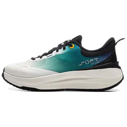 Li Ning SOFT PLUS Cushioning Slip Resistant Abrasion Resistant Lightweight Low top Casual Shoes Men's Black White Green