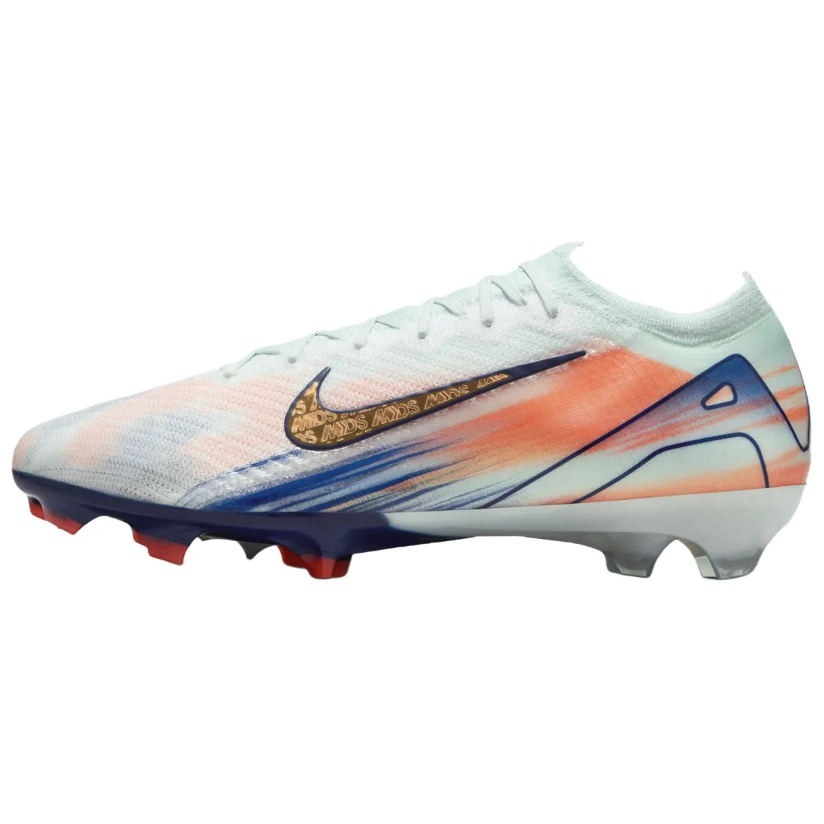 Nike Mercurial Vapor 16 Comfortable Natural Grass Fabric Soccer Shoes Men's White Orange Blue